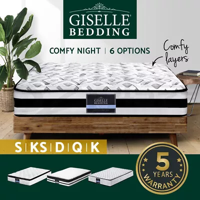 Giselle Mattress Queen Double King Single Pocket Spring Euro Tight Pillow Top • $129.95