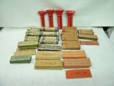 COIN TUBES & VINTAGE WRAPPERS--199 Pcs Flat 7 Roll--4 Tubes--Abbott Coin • $39.99