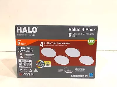 Halo 6 In. 3000K-5000K Selectable CCT LED White Downlight Recessed Light (4pk) • $44.99