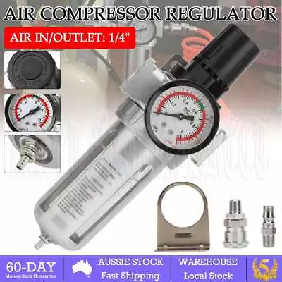 1/4 Air Compressor Moisture Water Trap Filter Regulator Separator Mount Fitting • $24.55
