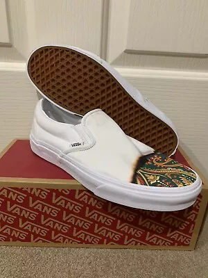 Vans Classic Slip On Big Reveal White Shoes - Size US 10 - DS • $54.99