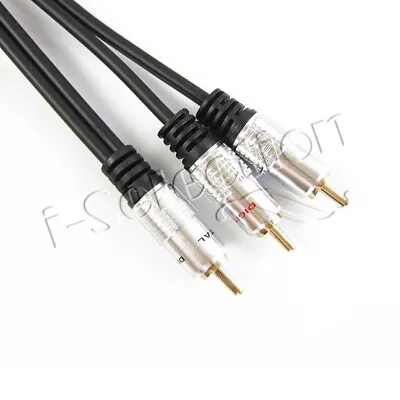 2m Premium 1 RCA To 2 RCA Subwoofer Audio Cable Y Splitter Cord Lead Gold Plated • $14.99