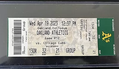 Mason Miller RARE MLB Debut Ticket Stub 4/19/23 Oakland Athletics V Cubs • $249