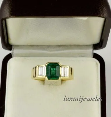 1.74CT Emerald Cut Real Emerald Men's Engagement Wedding Ring 14K Yellow Gold FN • $179.58