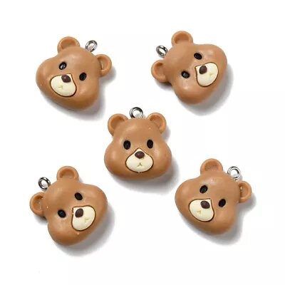 £4.99 • Buy Teddy Bear Charm Brown Face Cute Resin 21mm X 19mm 10pcs