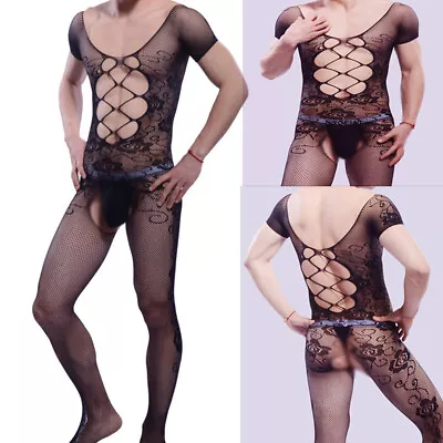 New Men Sexy Lingerie Floral Bodysuit Bodystocking Underwear Nightwear Sleepwear • $5.79