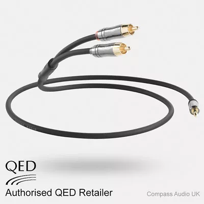 QED Performance Graphite J2P 3.5mm Mini Jack To 2 RCA Stereo Audio Cable 1.5m • £25.95