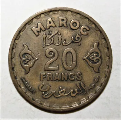 S12 - Morocco 20 Francs AH1371 Very Fine +++ Coin • $1.77