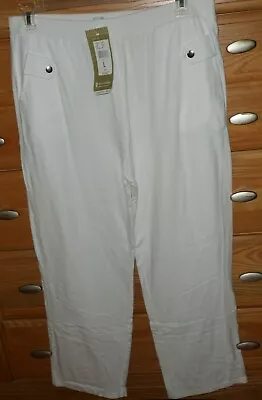 Erin London Knit Pants Size L White Stretch Msrp:$48.00 Nwt • $17.99