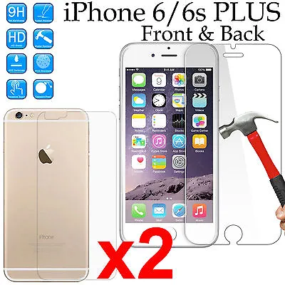 $7.99 • Buy X2 Tempered Glass 9H Screen Protector For Apple IPhone 6 6s PLUS Front + Back