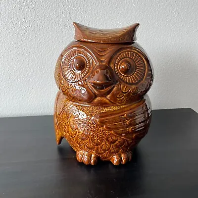 Vintage 70s McCoy Owl Cookie Jar Solid Brown Glossy Glaze 10  Tall • $59.99