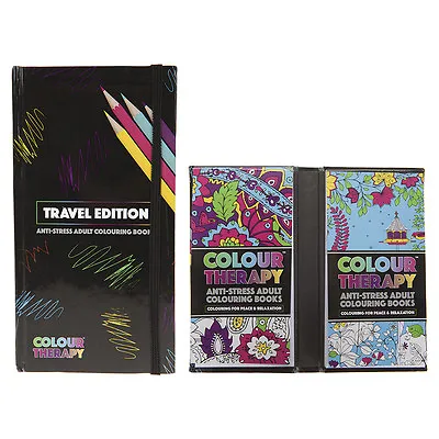 Adult Colouring Book Colour Therapy Travel Sized Two Books Relaxation Stress Aid • £2.50
