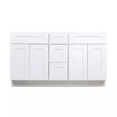 60  White Shaker Bathroom Vanity - Double Sink W/ Drawers - Solid Wood Vanities • $1399