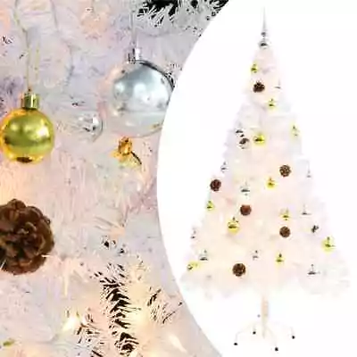 4.9ft White Artificial Christmas Tree With LED Baubles Holiday Xmas Decoration • $88.69