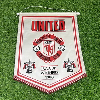 Manchester United FA Cup Winners 1990 Football Pennant Box 4 • £39.99