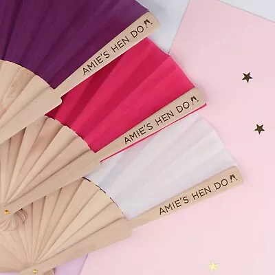 £49.99 • Buy Personalised Wooden Hand Fan Hen Do Fan Bridal Hen Party Abroad Favours Bride