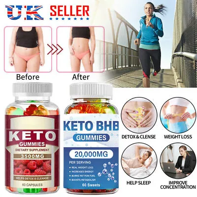 Keto BHB Gummies Weight Loss Fat Burner Carb Blocker Diet Ketosis Using Vitamin • £9.59