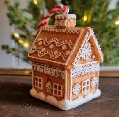 £5.99 • Buy Gingerbread Man House Iced Christmas Tree Decoration Gisela Graham Wavy Roof