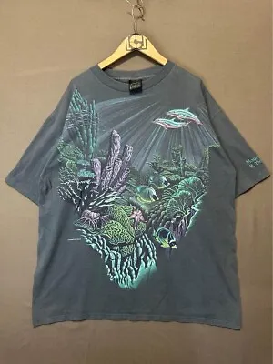 Vintage Habitat Shirt Mens XXL Blue Seaworld Animal All Over Print 90s AOP • $24.64