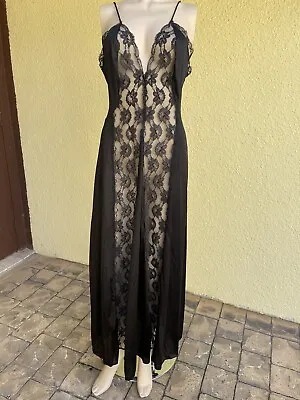 $10 • Buy Full Length Black Nylon And Lace Nightgown/Val Mode/Size Medium