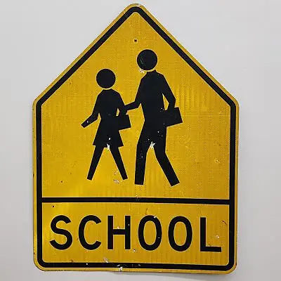 Vintage Retired School Crossing Children Warning Street Traffic Road Sign • $183.99