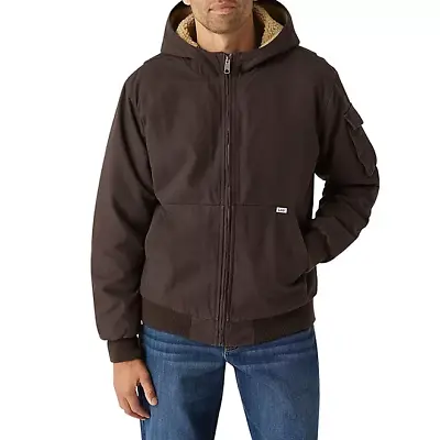 Men's Lee Workwear Bomber Jacket Sherpa Hooded Bitter Chocolate XL New W/ Tags • $50