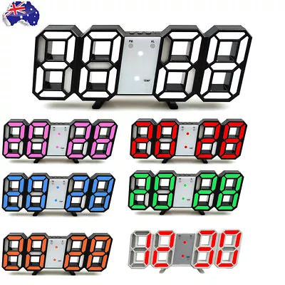 3D LED Digital Wall Clock Alarm Date Temperature Table Desktop USB Powered Big • $15.76