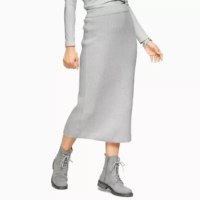 Rib Knit Skirt By Boysen's In Light Grey • £25