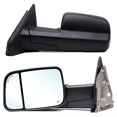 Pair Towing Mirrors For 03-08 Dodge Ram 1500/04-09 2500 3500  Power Heated Light • $132.57