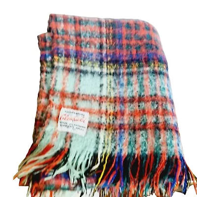 Vintage Glenfield Lightweight Wool + Mohair Throw Blanket Fringed Australian • $64.18