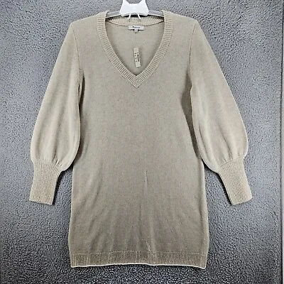 NWT Madewell Women's Medium Puff Sleeve Sweater Dress Merino Wool Blend Cream M • $34.99