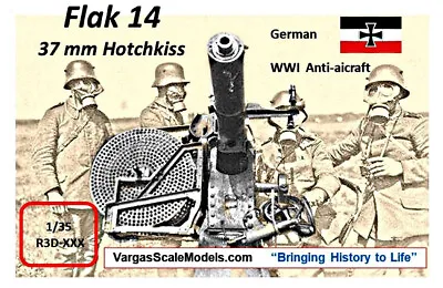 1/35 WW1 German Flak-14 AA Gun On Cruciform Mount (Hotchkiss 37mm Auto Cannon) • $37.50