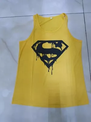 Men's WorkoutTank Top Sleeveless Gym Hoodies Bodybuilding Yellow T-Shirt Size L • $0.99