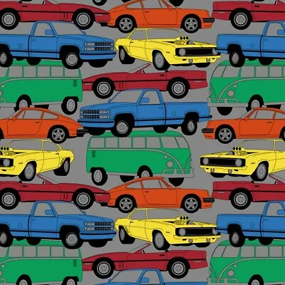 Vintage Cars Vintage Truck Wv Colorful Fleece Fabric Bty 58 W Warm Fluffy Sew • $8.99