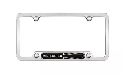 OEM Mini Cooper Polished License Plate Frame Black Jack Wordmark 82122446872 • $38.13