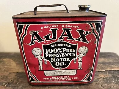 Ajax Vintage Metal 2 Gallon 100% Pennsylvania Motor Oil Can Empty • $699.99