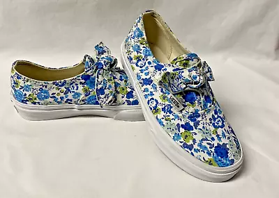 Vans Girl's Authentic Knot Disty Floral Blue/Multi Skate Shoes - Size 13 Youth • £20.11