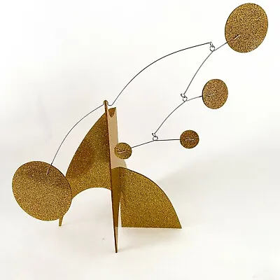 Glam Gold Glitter Kinetic Art Sculpture Stabile - Mid Century Modern Retro Decor • $199