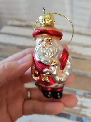 Fireman Santa Dog Glass Ornament Xmas Tree Holiday Home Decor Vintage • $4.28