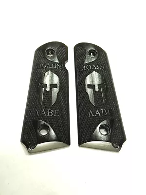 --Ebony Molon Labe Spartan (Compact) 1911 Grips Checkered Engraved Textured • $40