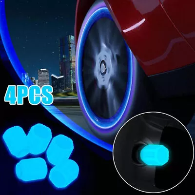 4pcs Car Tire Valve Cover Tyre Rim Stem Cap Caps Accessories Glow In The Dark • $2.77