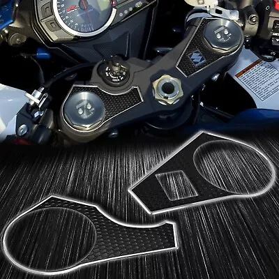 Handle Yoke Cover Triple-Tree Protector Pad 09-23 GSXR-1000 Black+Chrome Silver • $19.88