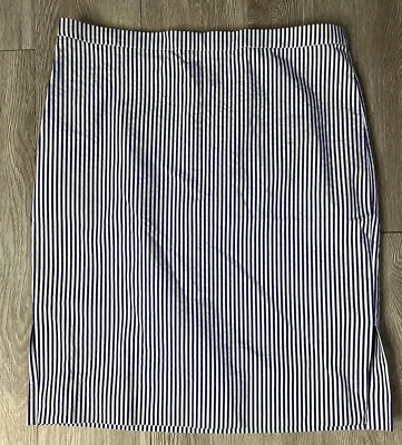 NWT J Crew Seersucker Pencil Skirt Sz 8P Blue White Stripe Knee Length Straight • $28