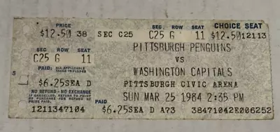 3/25/84 Washington Capitals Pittsburgh Penguins NHL Game Ticket Stub Civic Arena • $33.74