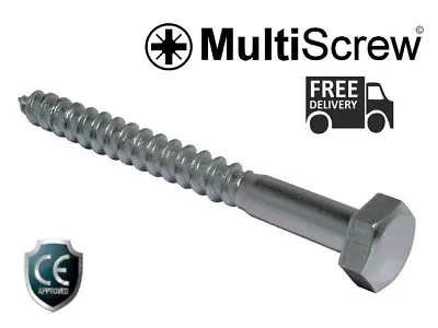M12 (12mm) COACH SCREWS LAG BOLTS - 40mm TO 200mm BZP ZINC HEX CARRIAGE SCREW • £4.29