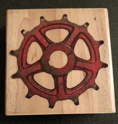 3” Vintage Rusty Old Gear Wood Mounted Rubber Stamp By Inkadinkado NEW Steampunk • $5.50