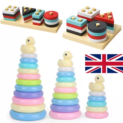 Baby Toys 6 12 Months Rainbow Stacking Rings Early Development Learning Baby Toy • £6.34