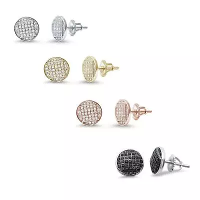 8MM Round Micro Pave Studs .925 Sterling Silver Earrings  • $15.76