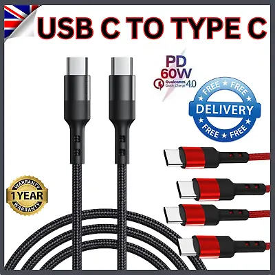FAST Charging Charger PD 6OW USB TO USB C CABLE 5A Type C Lead Data Sync Cable • £0.99