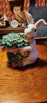 Bunny Rabbit Lettuce / Cabbage Cookie Jar SEE DESCRIPTION/PHOTOS.  EPIC PIECE! • $45